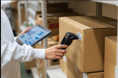 Lab stockroom inventory shelves